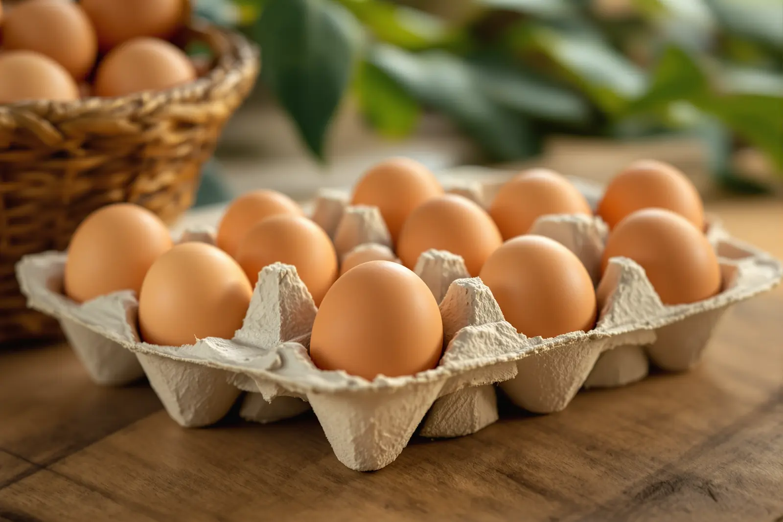 Brown native eggs in a paper egg tray